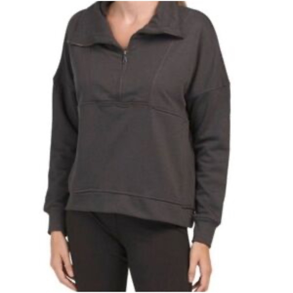 WILO the‎ label Pullover Quarter Zip Sweatshirt Medium Gray Casual Comfy Top